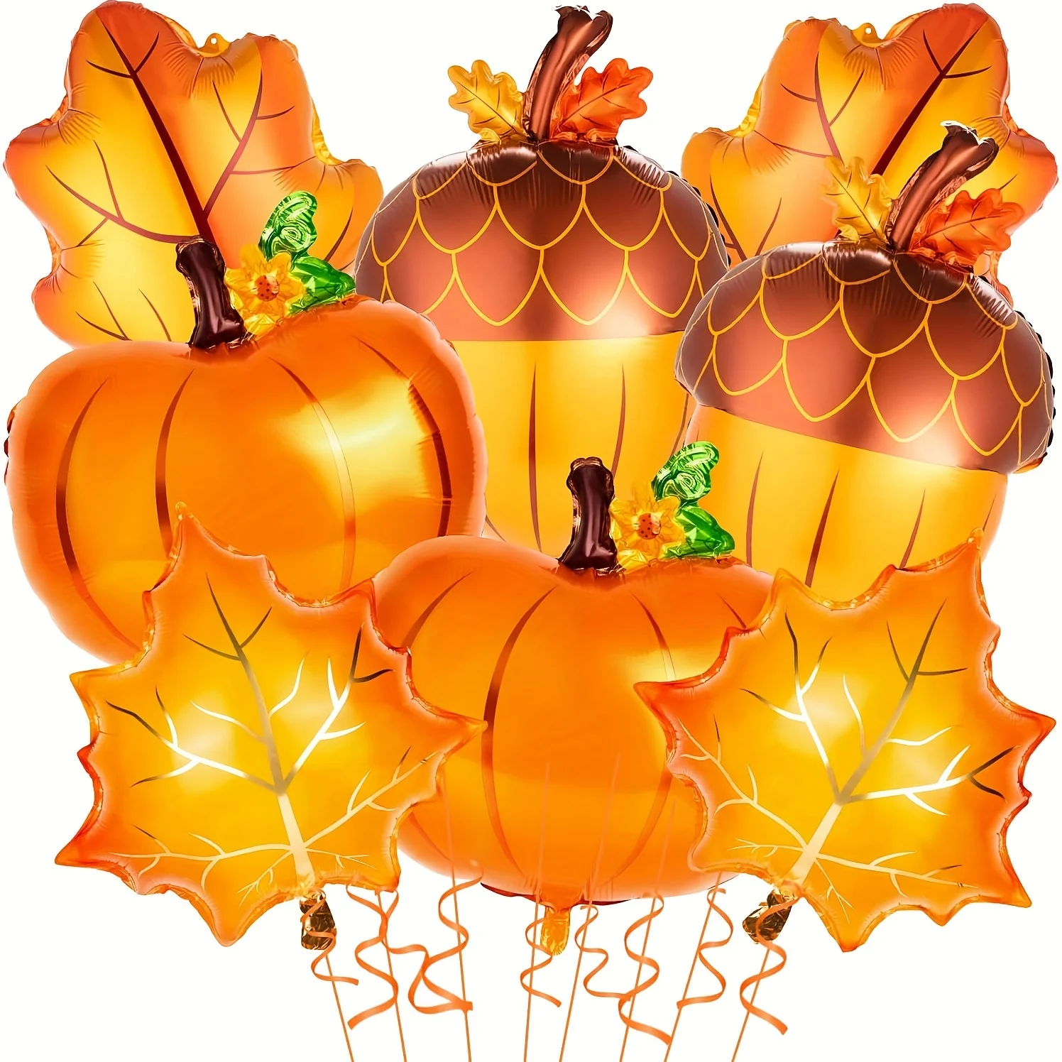 Herbst-Folienballons, 8 Stück Große Ahornblätter und Eicheln, Herbst-Mylar-Folienballons für Thanksgiving, Heim- und Festdekorationen