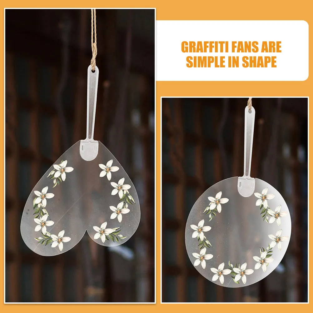 8pcs Blank Transparent Fan for DIY Painting, Graffiti & Crafts – Lightweight, Sturdy Handle, Bear Shape, Portable