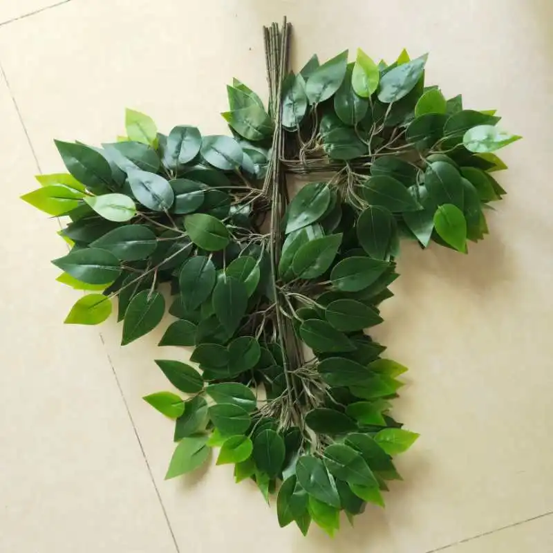 #￥Jumei F529 Retardant Recyclable Evergreen Decor Plastic PlantsCeiling Hanging Greenery Leaves Faux Indoor Plant FicusSynthetic