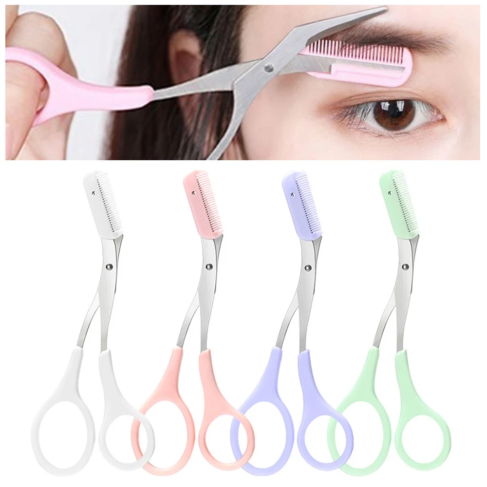 1pcs Eyebrow Scissors With Comb Professional Eyebrow Cutting Scissors Removable Eyebrow Comb Brow Trimmer Tool Accessories