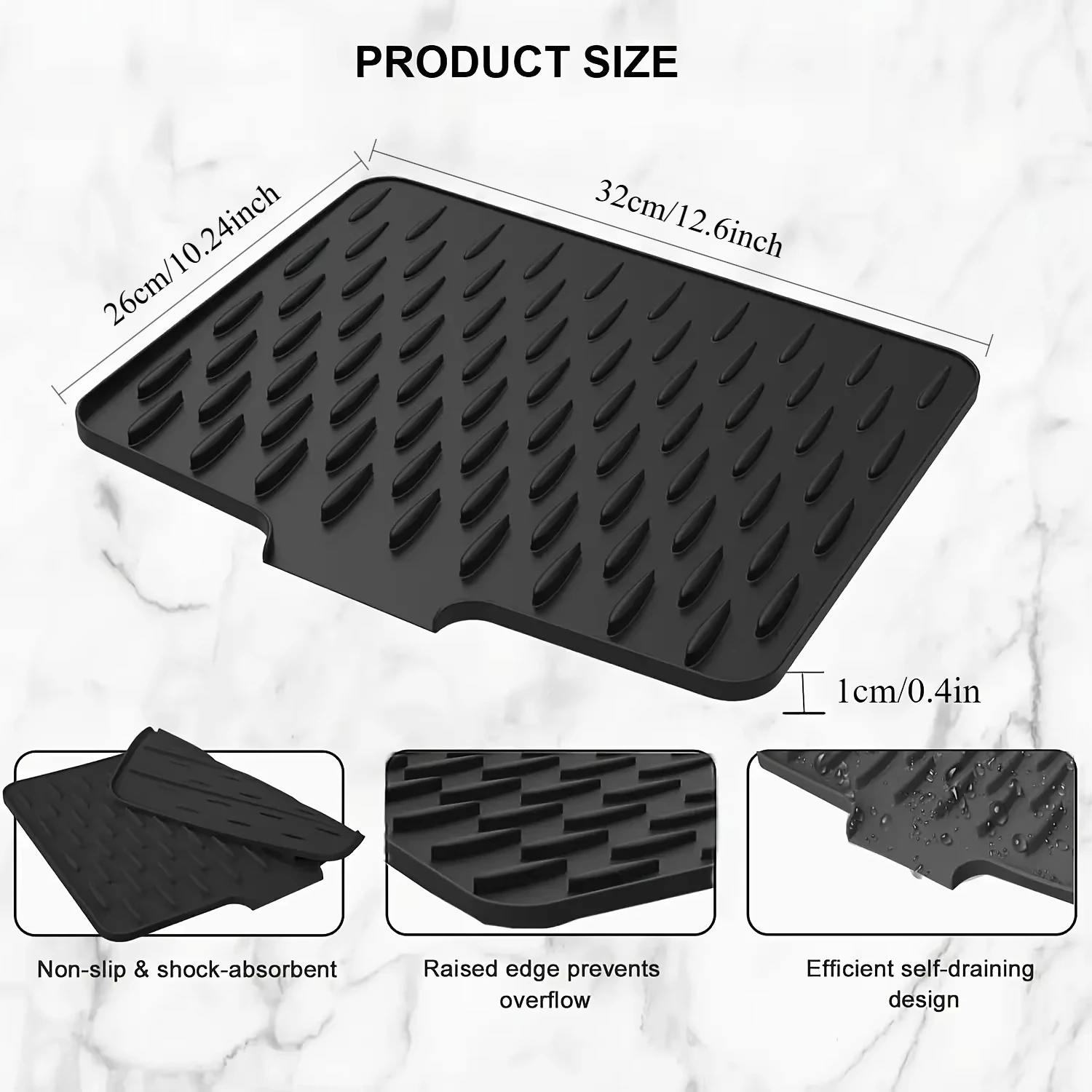Silicone Kitchen Drain Mat with Built in Drainage Easy Clean for Countertops Sinks Refrigerators Home Accessory Tool 썸네일 6
