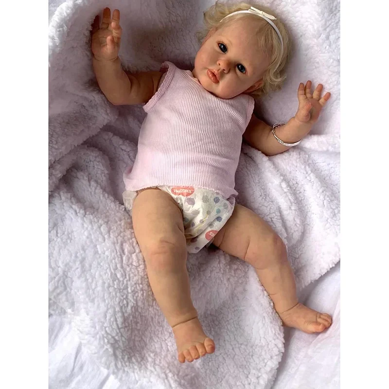 SINO-BB 60CM Ellie Reborn Baby Doll Toddler Newborn Doll Princess Girl Lifelike Soft Touch 3D Skin Art Doll with Hand Root Hair