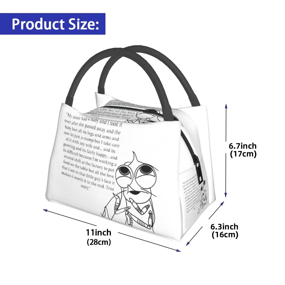 Shark Tales Shrimp Quote Insulated Lunch Bag for Women Kids Leakproof Food Boxes Thermal Lunch Box Tote