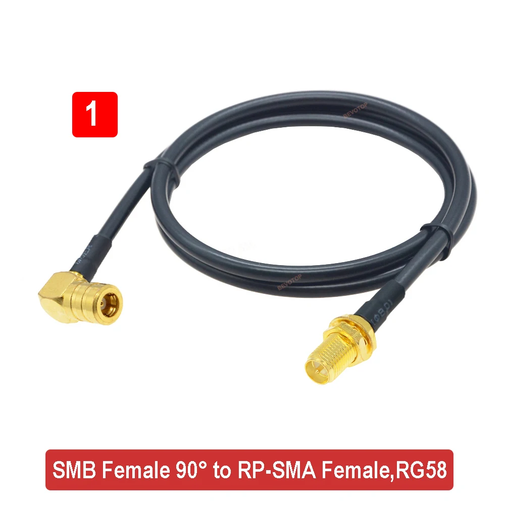 RG58 Coaxial Cable SMA Male to SMB Female 90 Degree 50 Ohm WiFi Antenna Extension Jumper Pigtail for RF Applications
