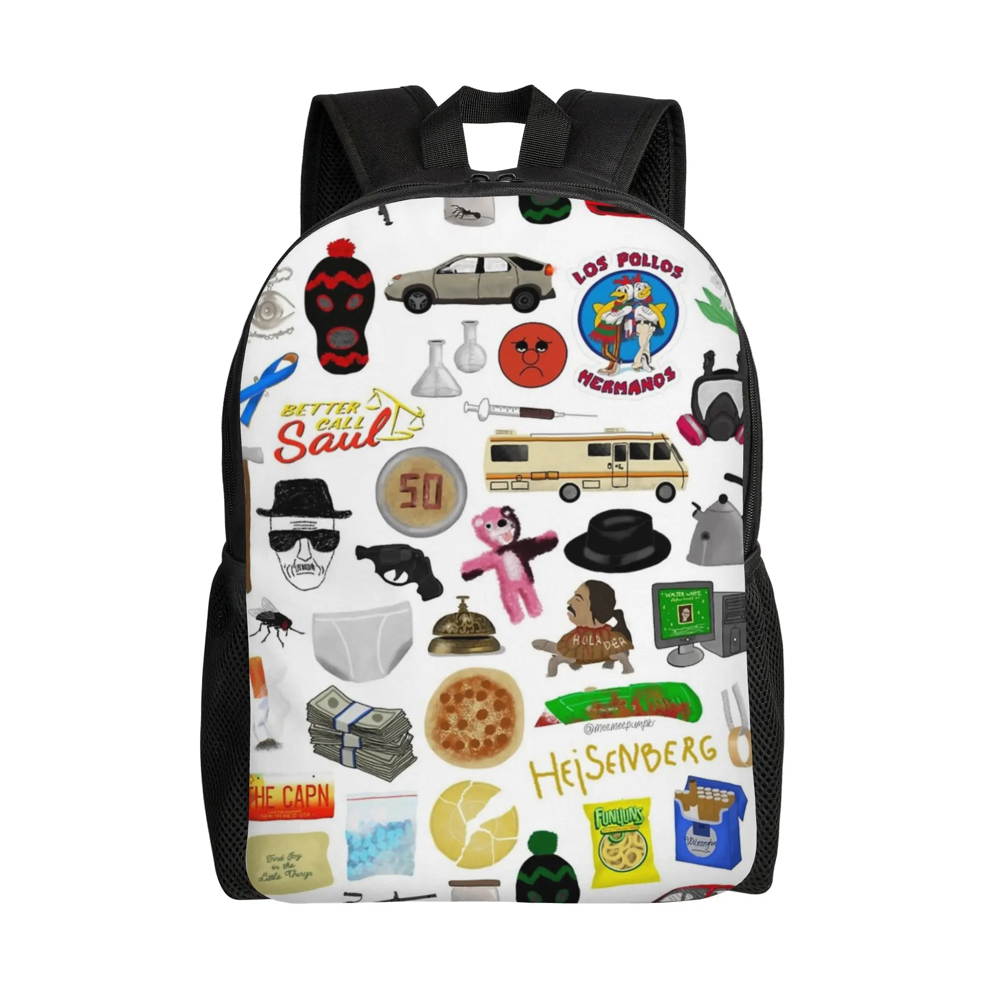 

Breaking Kawaii Collage Drawing Bad 90s Backpack for Men Women Casual High School Business Daypack College Shoulder Bag Sports
