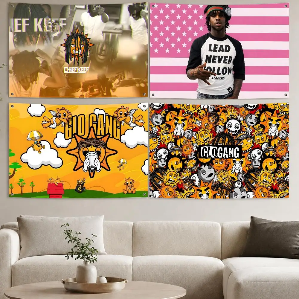 Rapper C-Chief Keef Music Flags Aesthetic Wall Tapestry Printed Wall Hanging Living Room Party Outdoor Decor