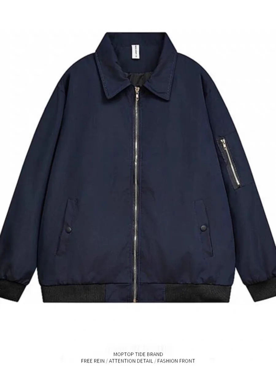 

American Sle Свободная посадка на молнии Pilot Jaet Мужская весенне-осенняя функциональная верхняя одежда с откидным воротником Бейсбольная дизайнерская рабочая одежда