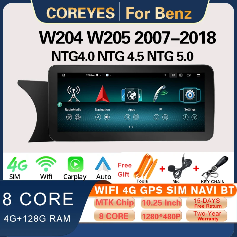 

COREYES 10.25" For Mercedes W204 W205 2007-2018 NTG 4.0 4.5 5.0 System Car Radio Multimedia Player Carplay Haed Unit Bluetooth