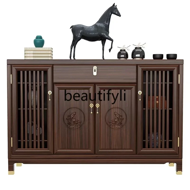 New Chinese ebony wood side cabinet light luxury Zen, restaurant, locker entry shoe cabinetH