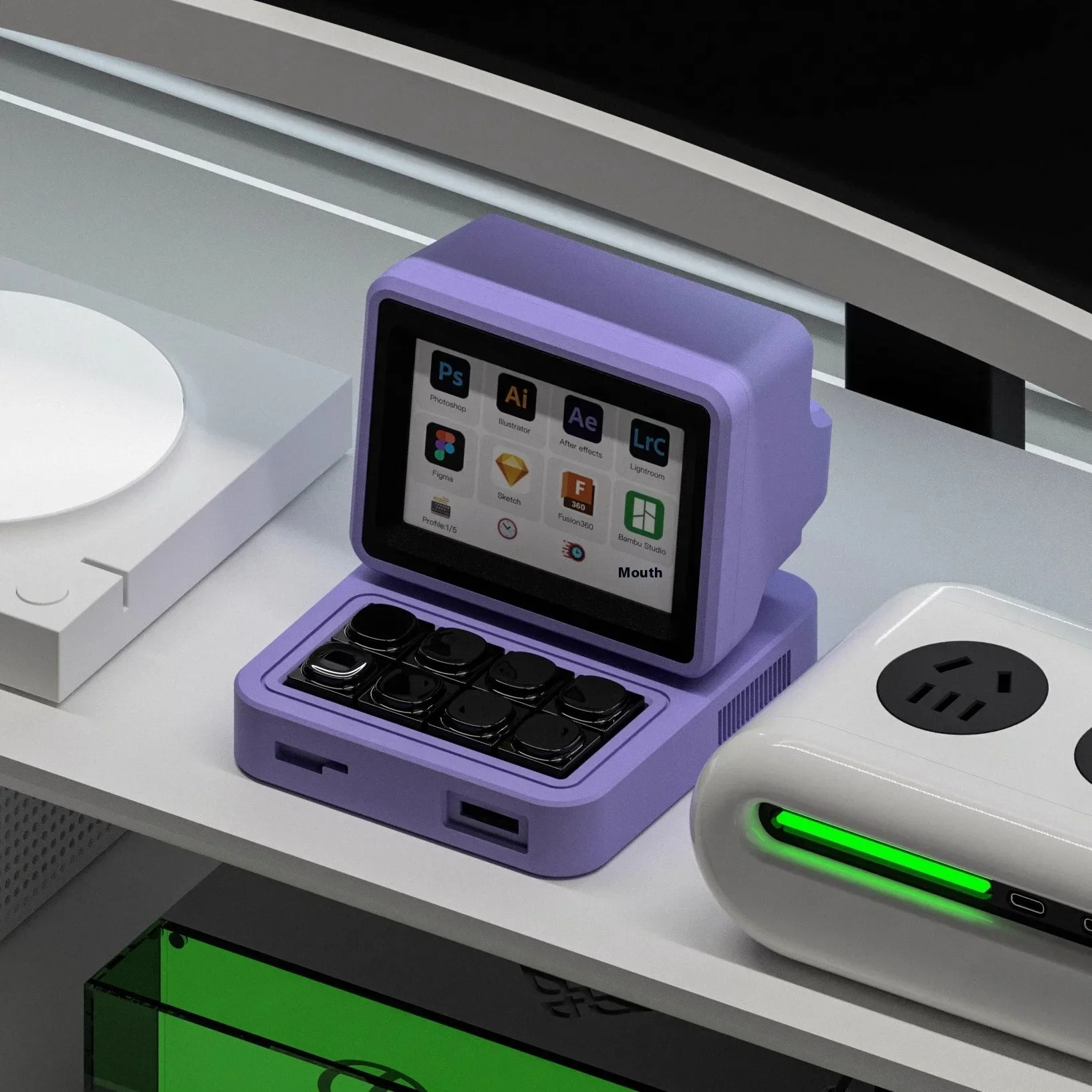 YuanzhuoStyle CT01 Streamdeck-toetsenbordkit Mini-schermconsole Desktop Stream Deck Kit Retro tafeldecoraties Aangepaste geschenken