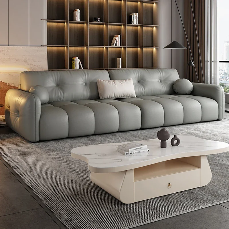 Lounge European Cheap Sofa Modern Leather Minimalist Apartamento Couch Library Italian Style Pouf Chambre Living Room Furniture