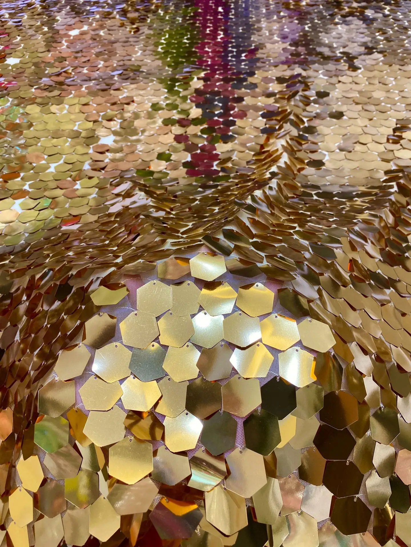 

New 25mm sequin embroidered mesh fabric, for sparkling stage costumes, women's dresses, formal gowns, party sequin fabric