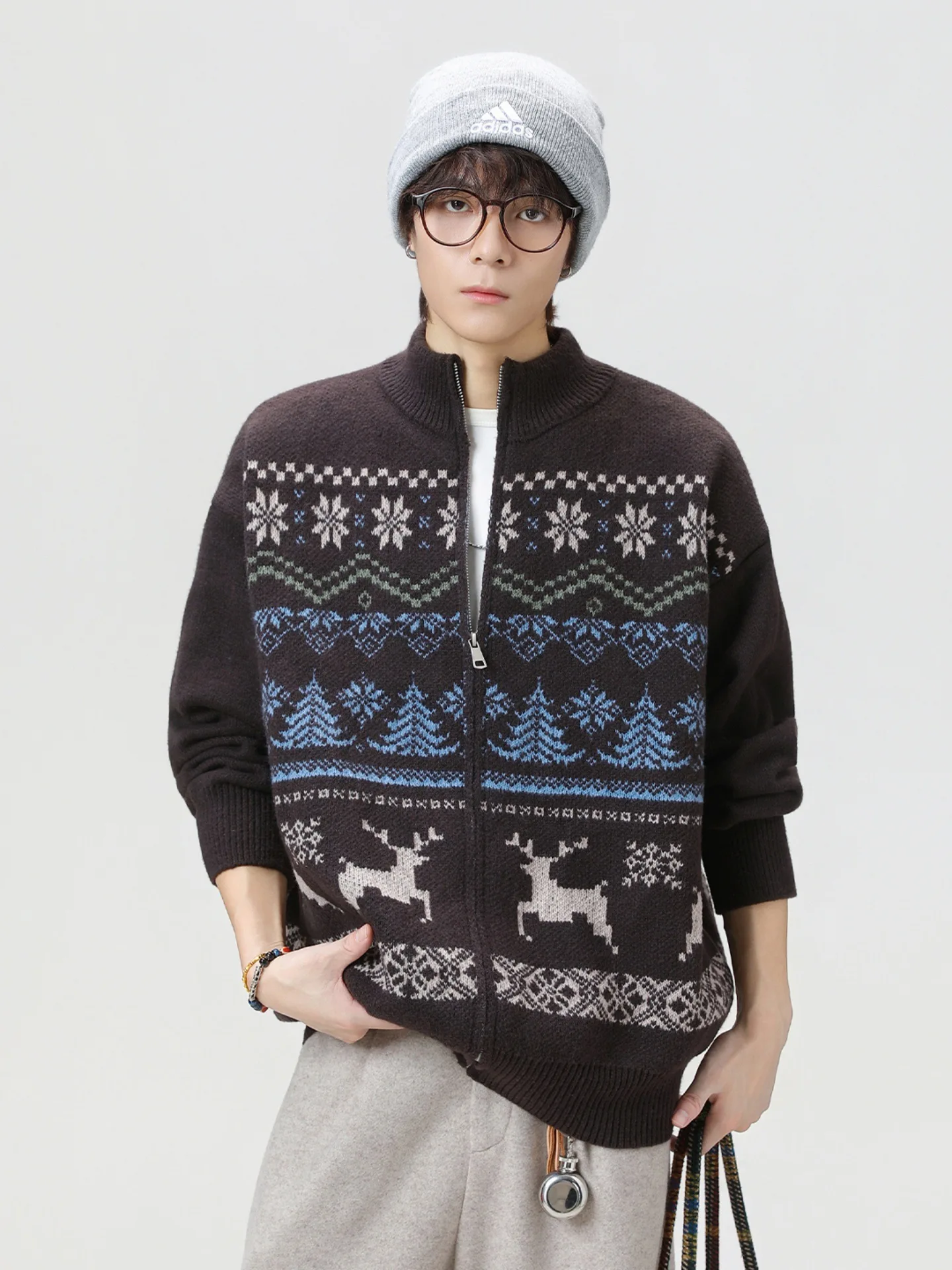 

Жаккардовый текстурированный кардиган Fair Isle, свитер, теплый мужской осенне-зимний винтажный мягкий вязаный кардиган в этническом стиле, куртка