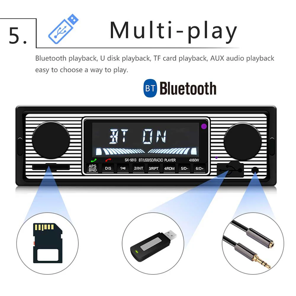 1DIN In-Dash Car Radio Remote Control Digital Bluetooth Audio Music Stereo 12V Car Radio Dual Knob MP3 Player USB SD FM Receiver