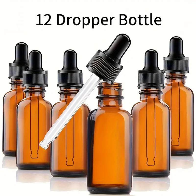 

12 шт./6 шт. бутылка из янтарного стекла емкостью 30 мл со стеклянной капельницей, подходит для косметики, духов, эфирного масла,