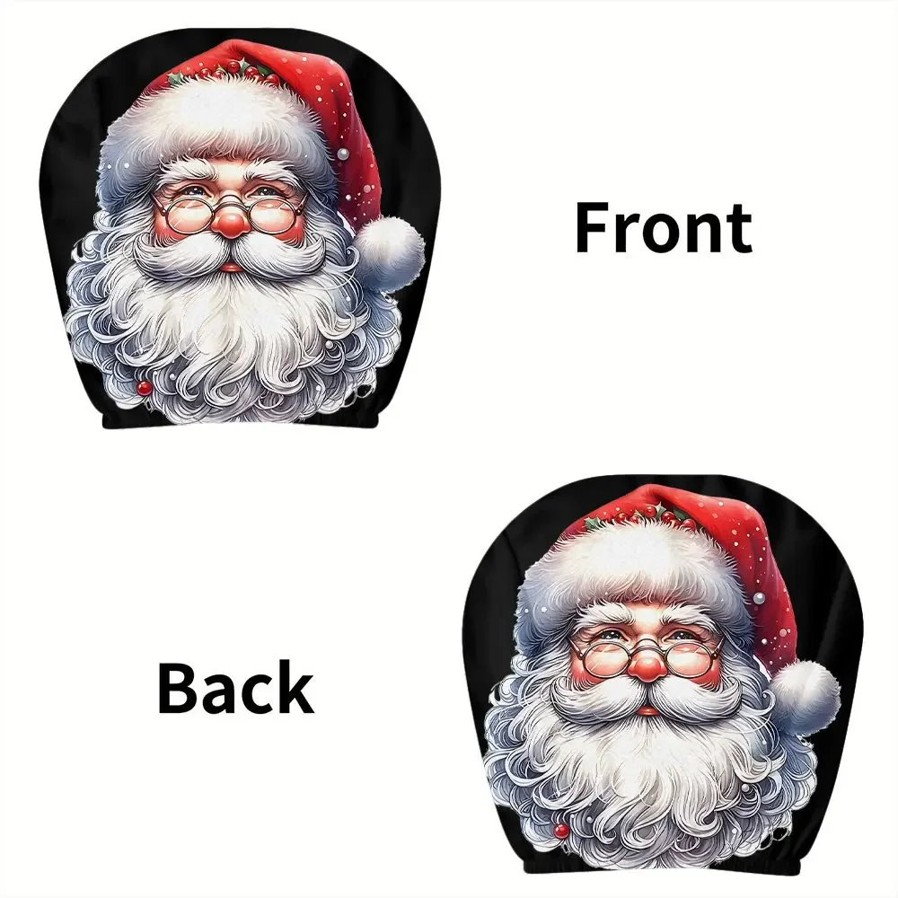 2pcs Headrest Covers Ghost 2pcs Headrest Covers Horror Two-piece Santa Claus car headrest cover for Christmas, universal and