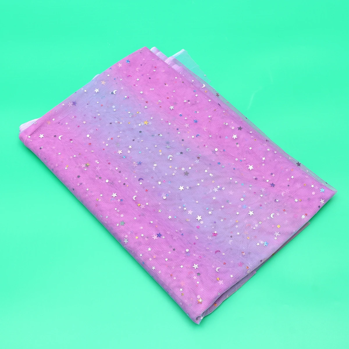 

Lovely DIY Star Sequin Gauze Gradient Color Fabric Rainbow Cloth Materials for Bubble Skirt Stage ( Purple)
