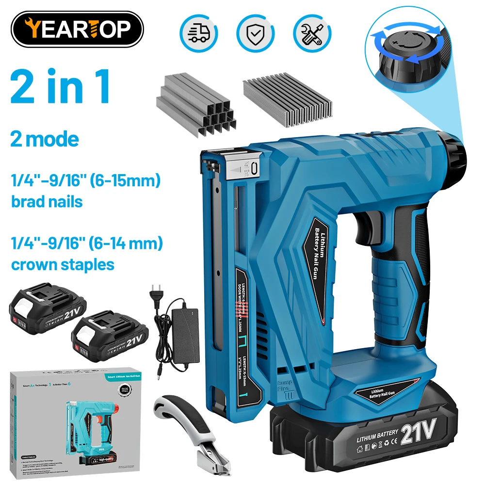 YEARTOP Mini  2in1 Electric Nailer Stapler Gun Nail Gun Cordless Stapler Framing Nailer  Tacker Power Tool For Makita18V Battery