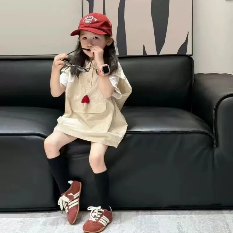 

Baby Girls Dress Set Summer New Design Sense Children's Fashion Vest Dress+T-shirt 2-piece set