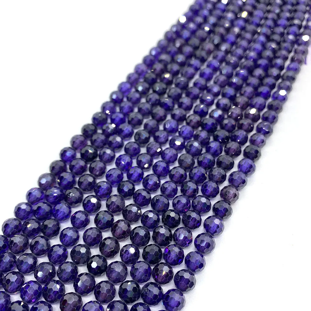 

Multi-color Faceted Natural Stone Round Beads 6mm Zircon Straight-hole Loose Bead 1strand DIY Creative Necklace Bracelet Jewelry