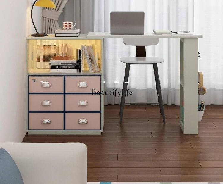 

Customizable Solid Wood Italian Style High-End Small Island Table Integrated Dining Table Display Cabinet Partition Desk L