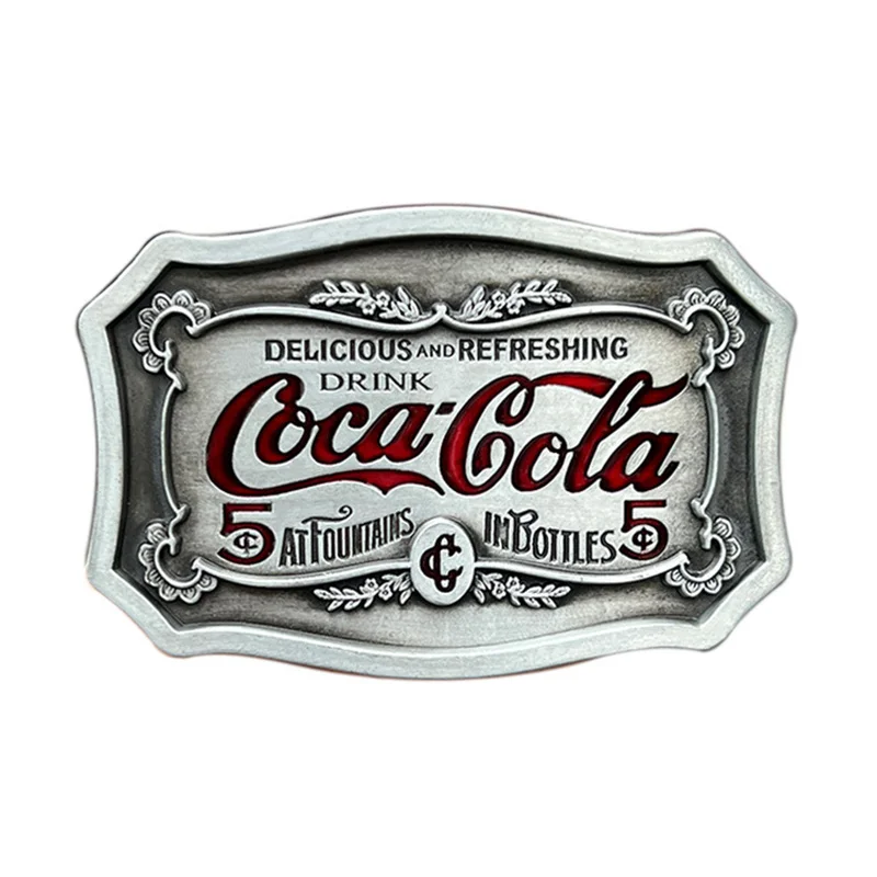 Hebilla de cinturón con logotipo de bebida, vaquero occidental, Euro-americano