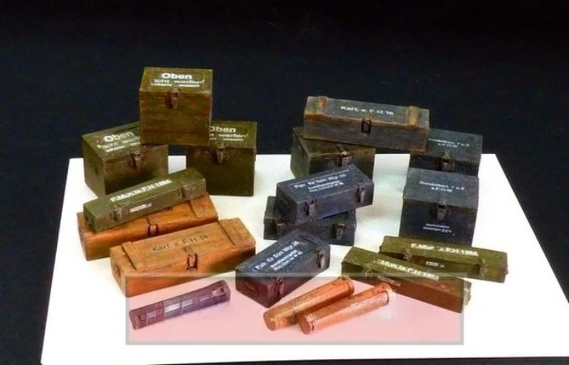 Modèle en résine moulée sous pression, Kit assemblé, conteneurs de munitions allemands de la seconde guerre mondiale, modèle de scène non assemblé et non peint, échelle 1/35.