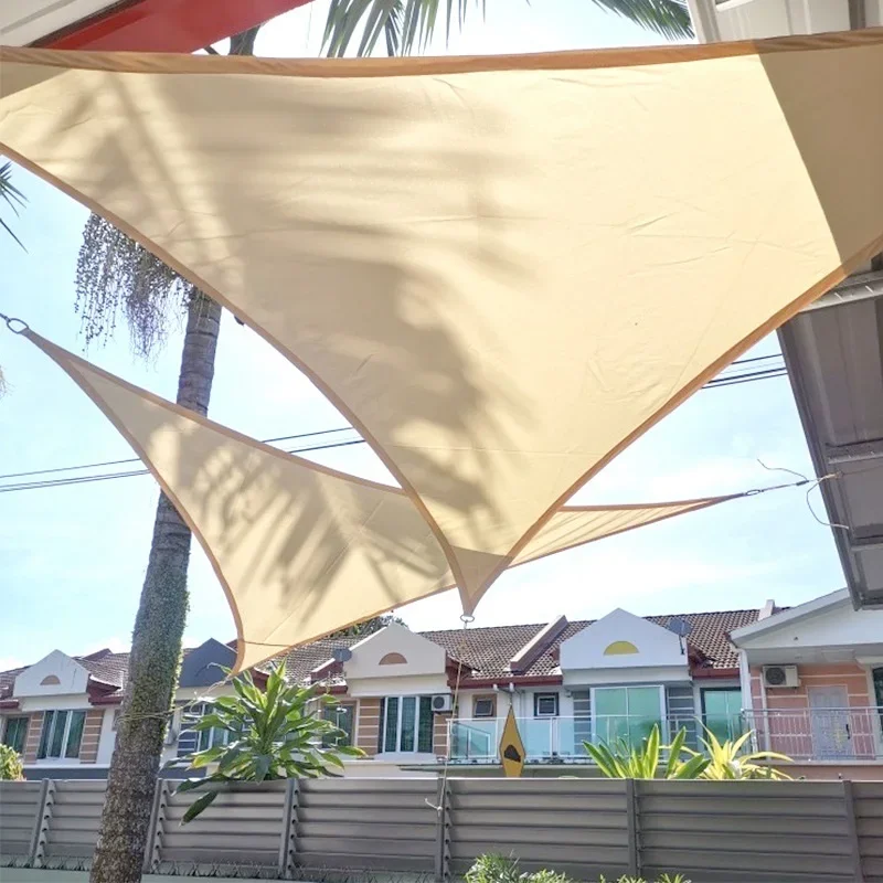 Outdoor Triangle Canopy HDPE&Polyester Waterproof UV Protection Beach Garden Shade Enclosure Swimming Pool Shade Cloth