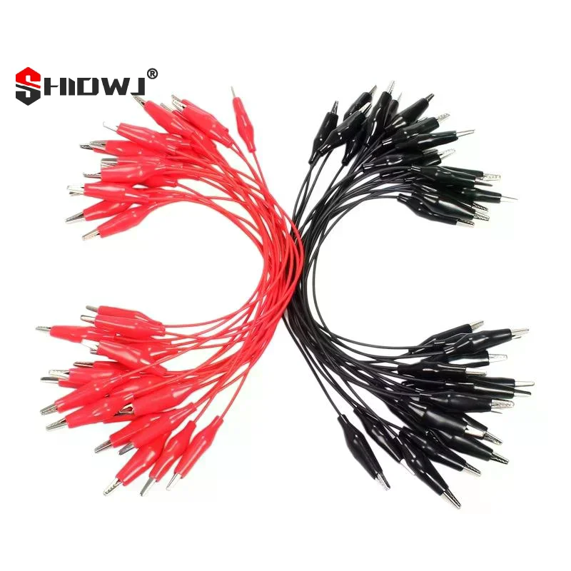2Pcs DIY Test Leads Double-ended Crocodile Test Clips Red Black Alligator Clips For Multimeter Measure Tool Lead Connector