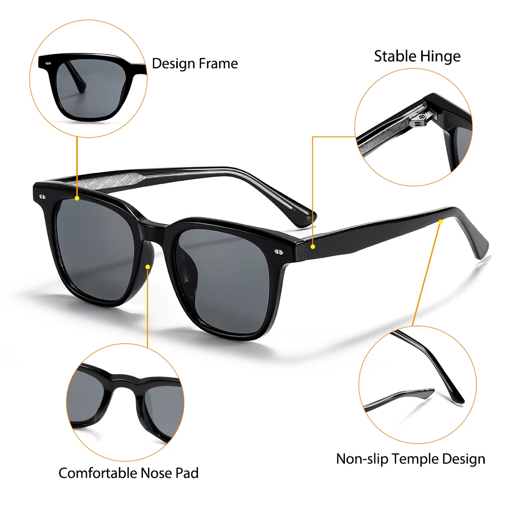 CATERSIDE Mode Herren Quadratische Sonnenbrille Damen Outdoor Reise Sonnenbrille Hochwertige Tr-90 Rahmen Tempelspitzen Brillen Uv400 – Detail 5