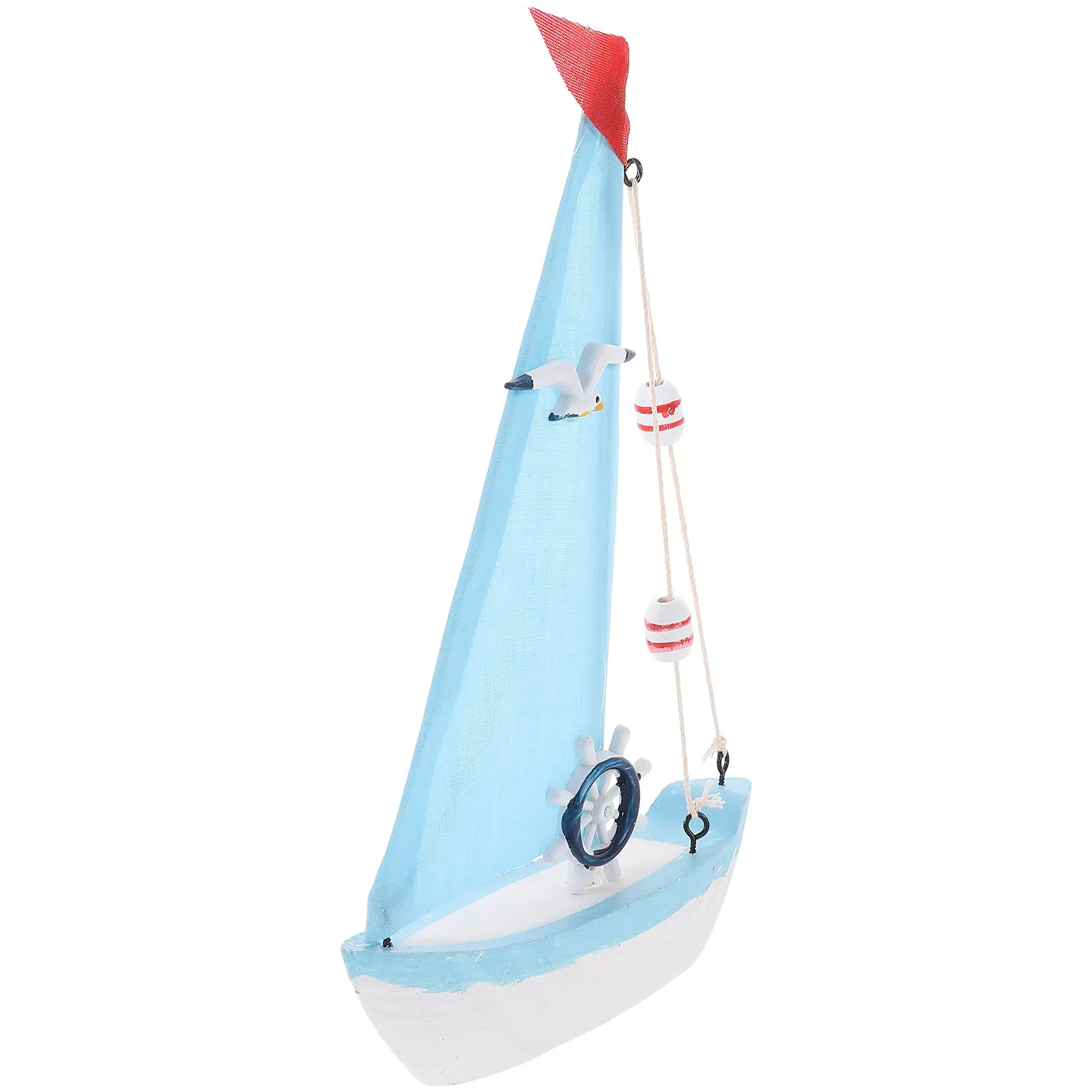 

Wooden Sailboat Decorative Sailing Ship Stable Resin Craft Bedroom Living Room Office Nautical Boat Ornament Mediterranean Style