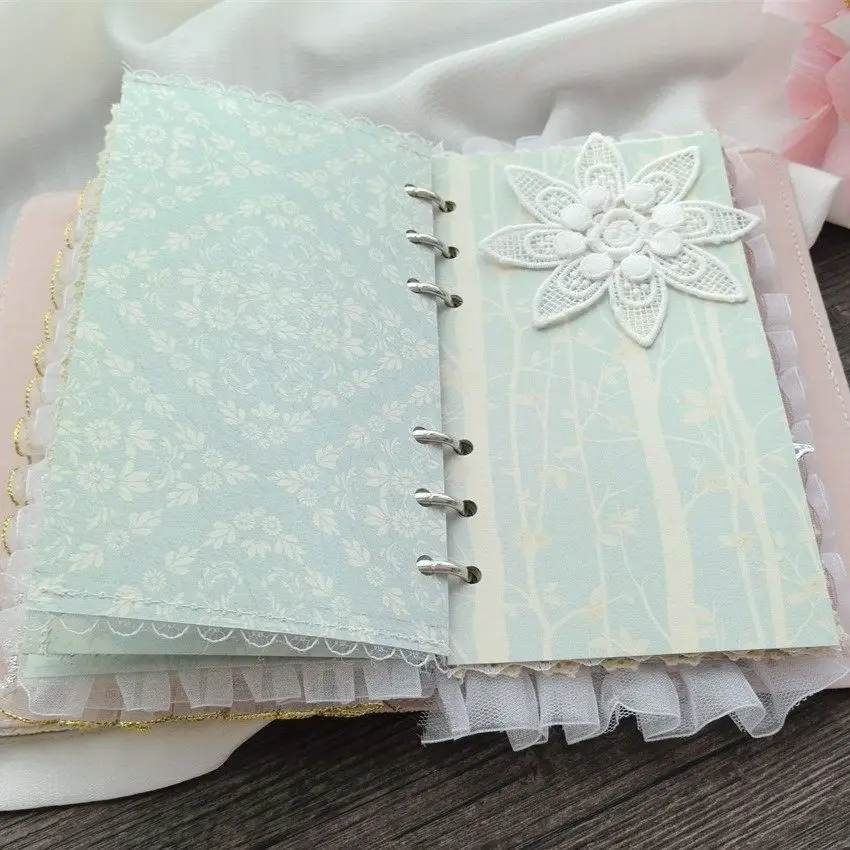Loose-leaf Lace Paper for A6 Journal, 6 Holes Handmade Lace Inner Page 172x95mm for Scrapbook, Retro Decorative Partition Page - view 2