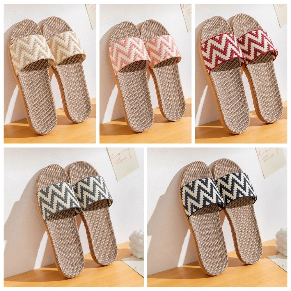

Льняные тапочки в этническом стиле, мягкие впитывающие пот льняные шлепанцы, сандалии, нескользящие лоскутные тапочки на плоской подошве для спальни