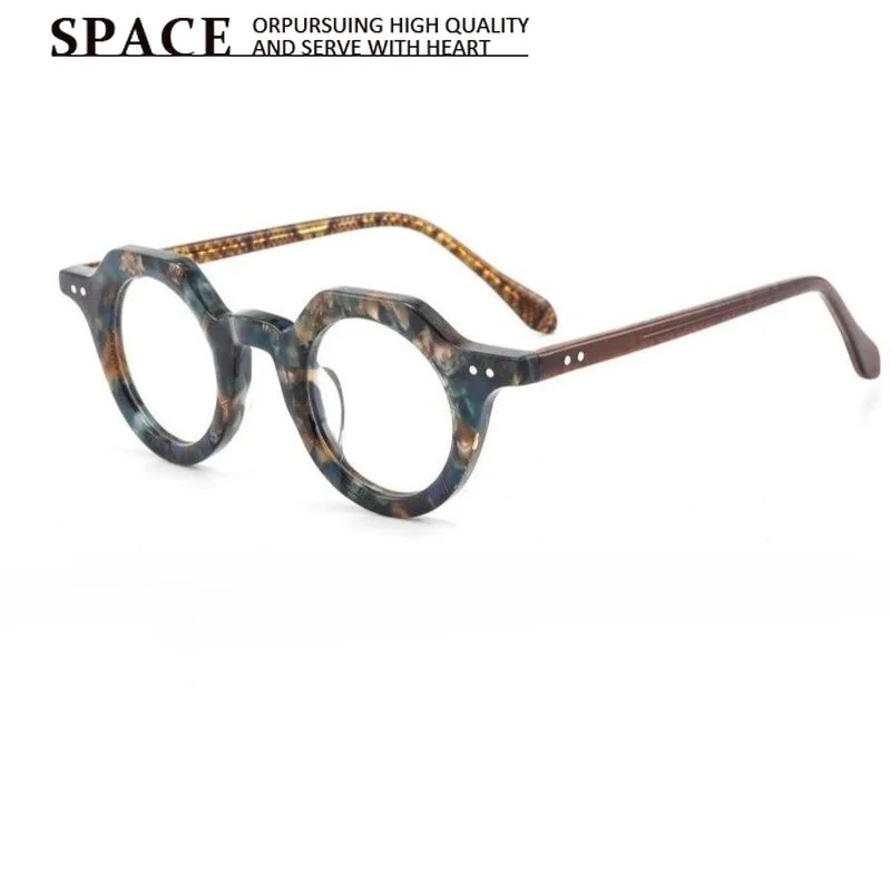 New Retro Acetate Round Eyeglasses Artistic Simple Versatile Unisex Plain Face Prescription Optical Glasses For Men Women