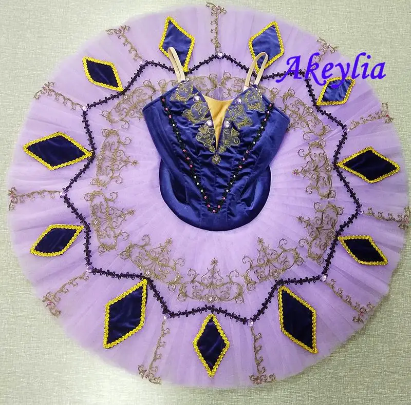velvet Purple Ballet Tutu professional Stage Costumes dress for competition female Ballet Pancake Tutu royal Lilac Adult JN0174