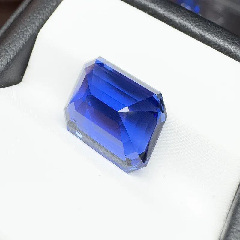 ラボ グロウン サファイア エメラルド カット ロイヤル ブルー 10x14mm 9.5ct VVS1 宝石 DIY ジュエリー作成用 AGL 証明書付き