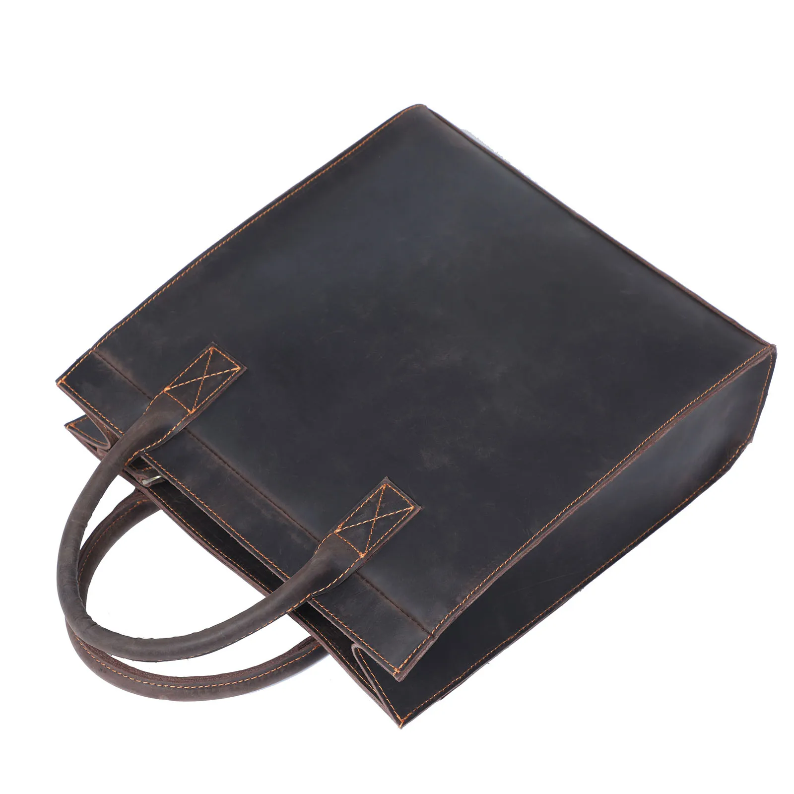 S.WORKER Echtleder-Aktentasche für Herren | Vintage-Bürohandtasche aus Vollnarbenleder für Laptops – Detail 10