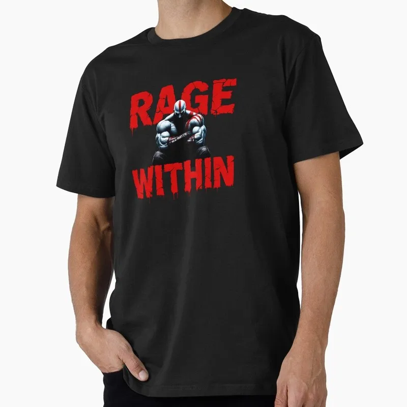 God of War Kratos T Shirt Rage Within Kratos Blades Graphic Tee Spartan Warrior Ragnarok Streetwear Unisex Gamer Gift Tops