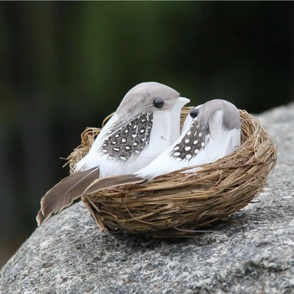 Car Realistic Miniature Ornaments Garden Figurines Artificial Birds Birds Egg Home Decor Bird Nest