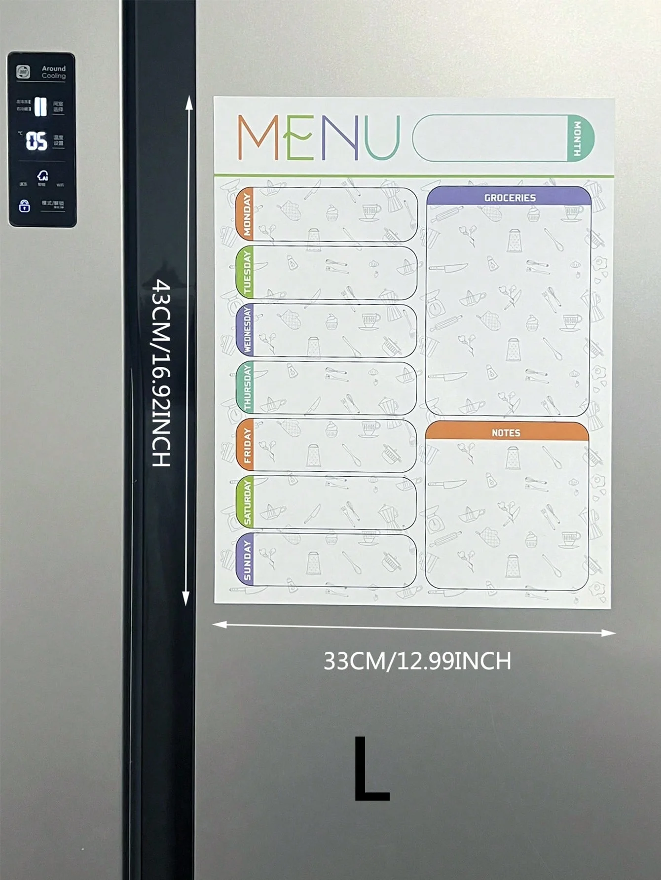 A refrigerator magnet message board with erasable notes, reminder boards, convenience notes, and notes