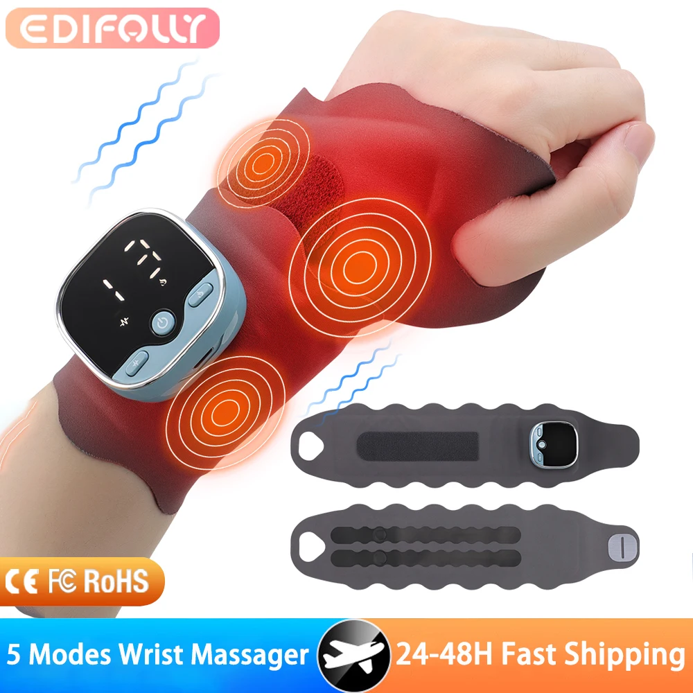 สายรัดข้อมืออุ่น 3 ระดับ การประคบร้อน 5 ระดับ โหมดการนวด EMS เครื่องนวดข้อมืออัจฉริยะ ป้องกันการบาดเจ็บของกล้ามเนื้อ