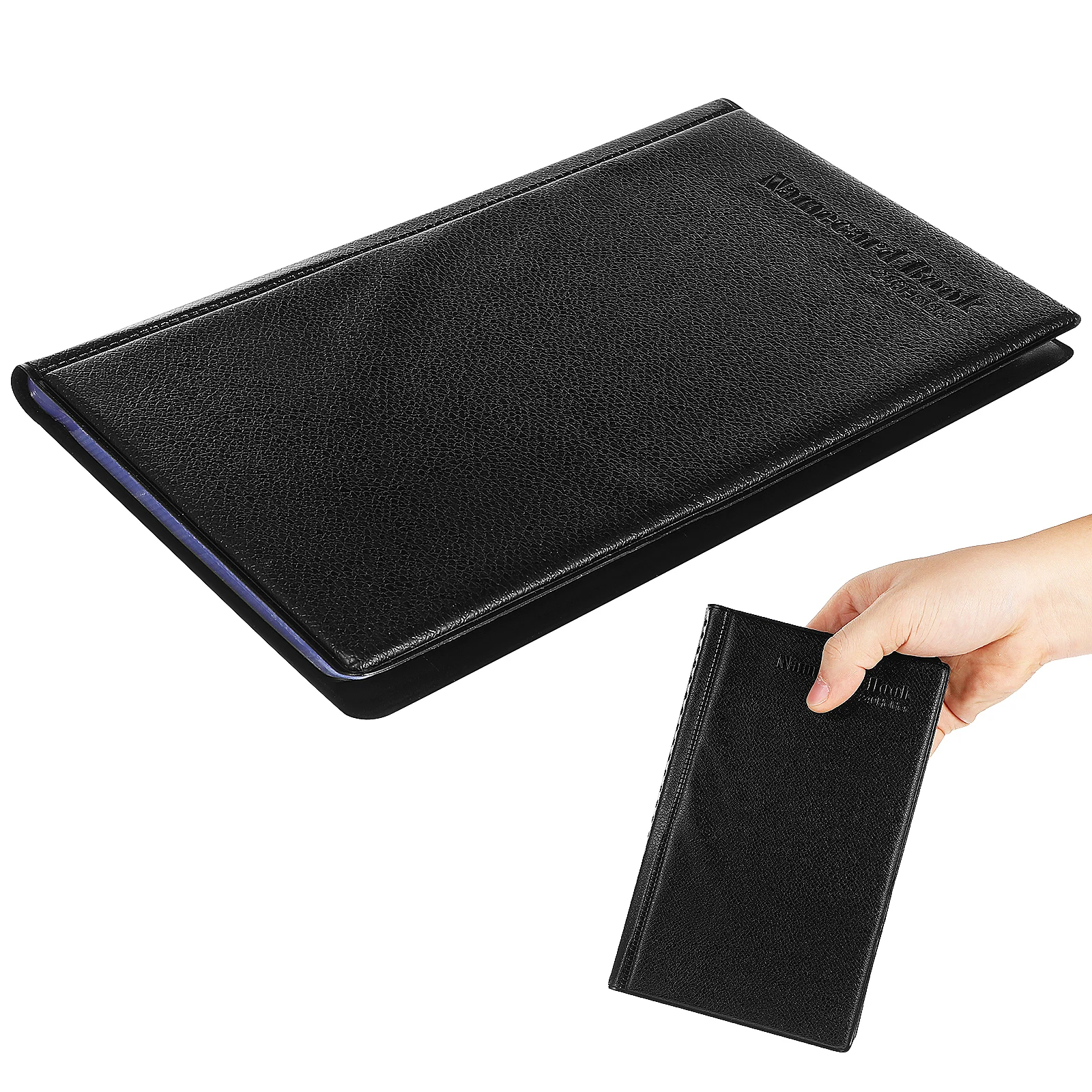 

Business Card Storage Book Large Capacity Organizer Portable Pu Black with Sleeves for Cards Thick Holder