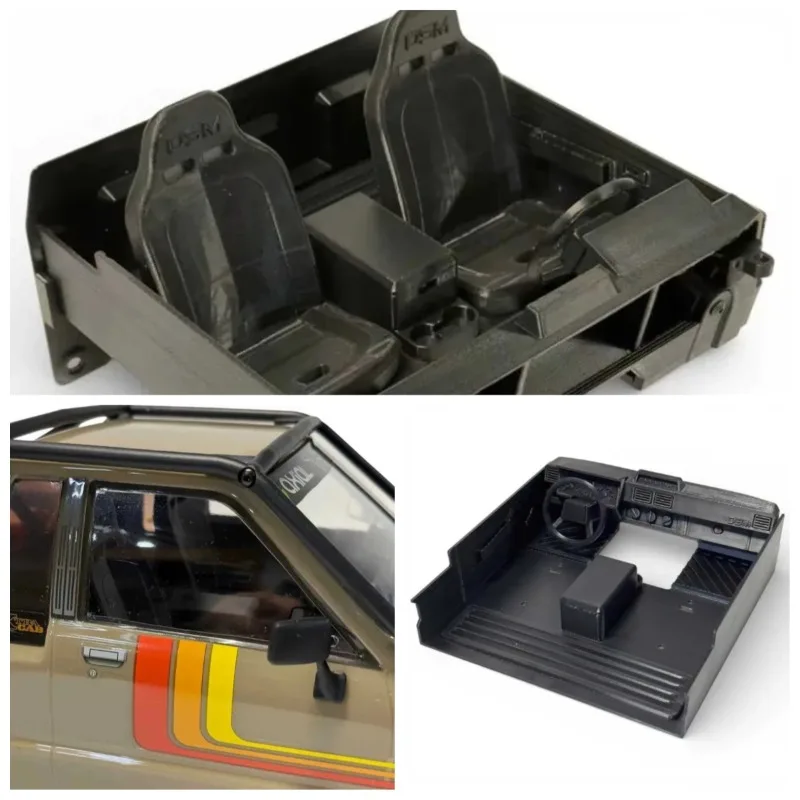 Interior Cab Seats Rain Guards & Side Mirror Exhaust Pipe for Axial SCX10 III 1987 Toyota SR5 1/10 RC Crawler –Modified Parts