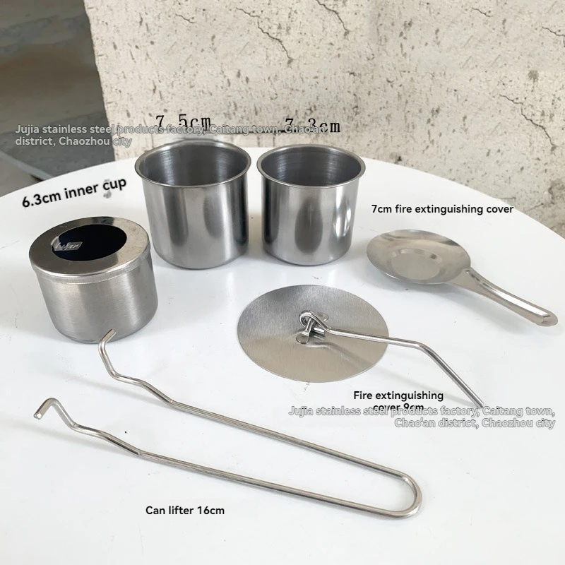 best-selling stainless steel alcohol desktop fireplace alcohol box winter outdoor alcohol can with lid accessories fire extingui