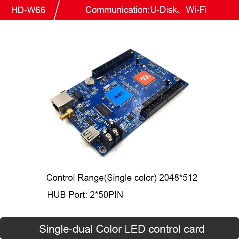 HD-W66 Single-dual Color Controller ,LED Display Screen U-disk Wi-Fi Control Card For LED Sign Panels For door top bar screen