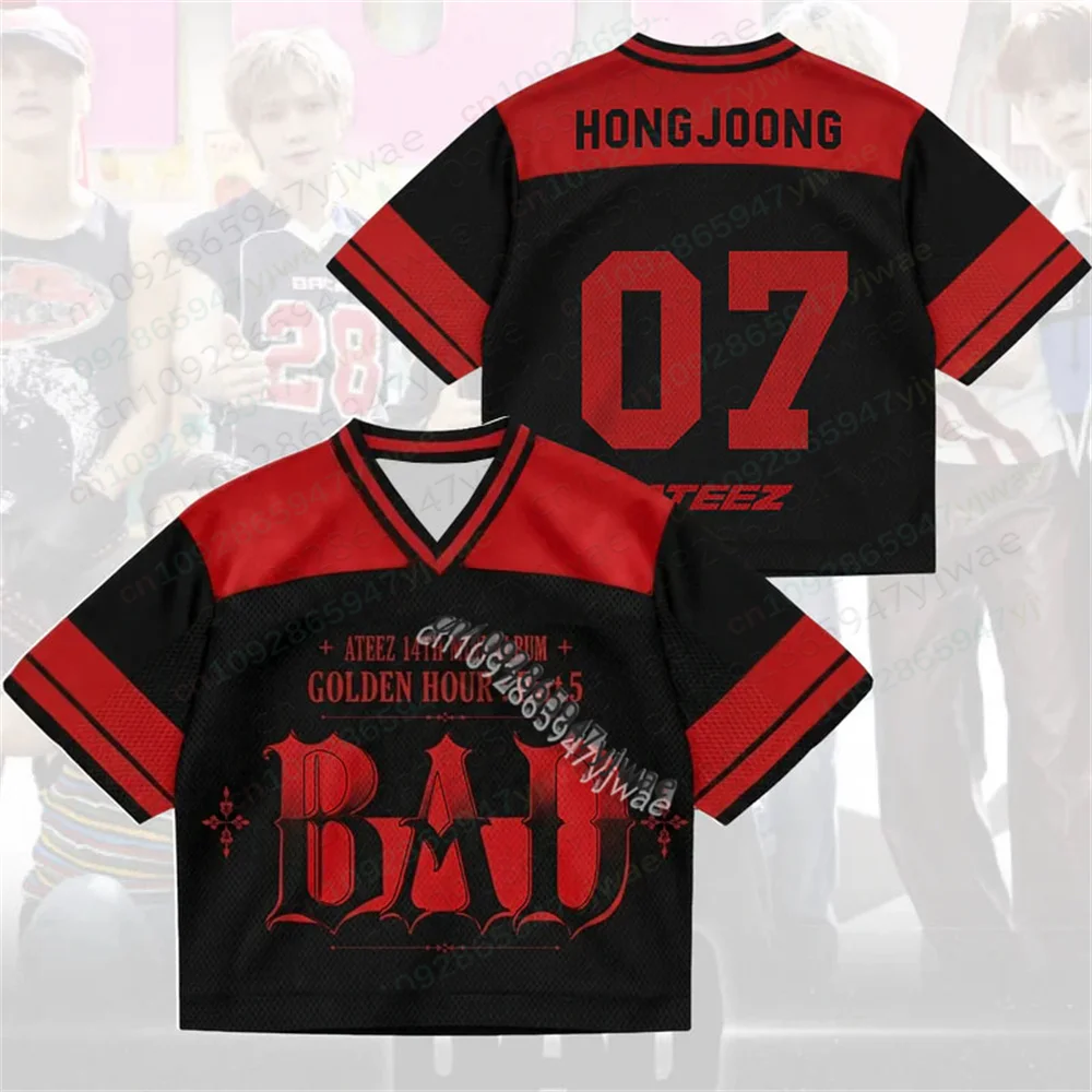 ATEEZ Latest Single Bad Golden Hour Part 5 Mesh Jersey Fan Edition Gift Tee Fashion Streetwear Y2k Top Men Women T-Shirts