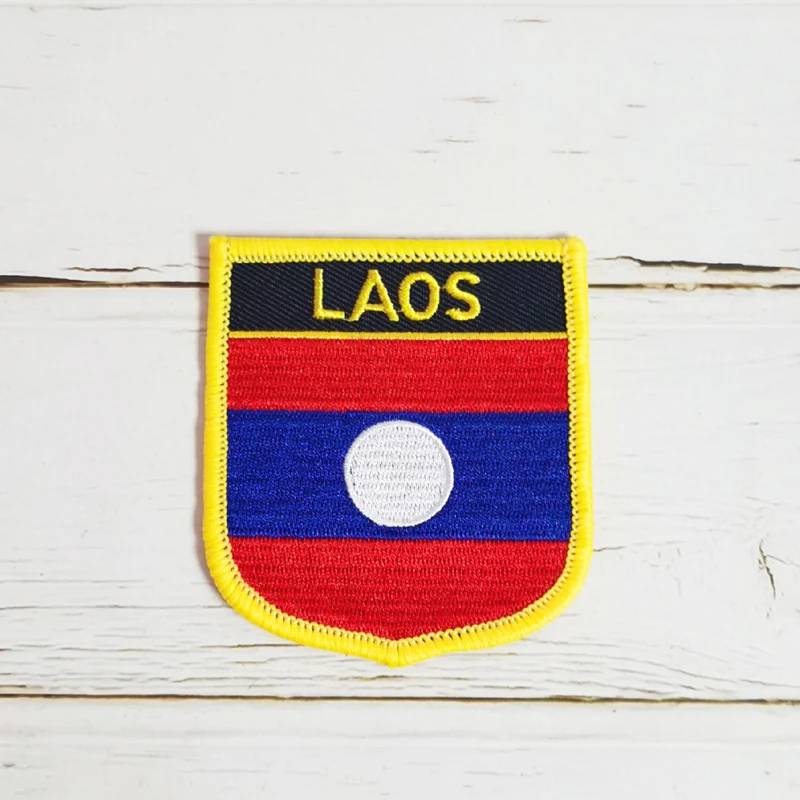 National Flag Shield Embroidery Patch Badge All Over the World 6*7cm KOREA KUWAIT LAOS LEBANON LITHUANIA  LUXEMBOURG MADAGASCAR