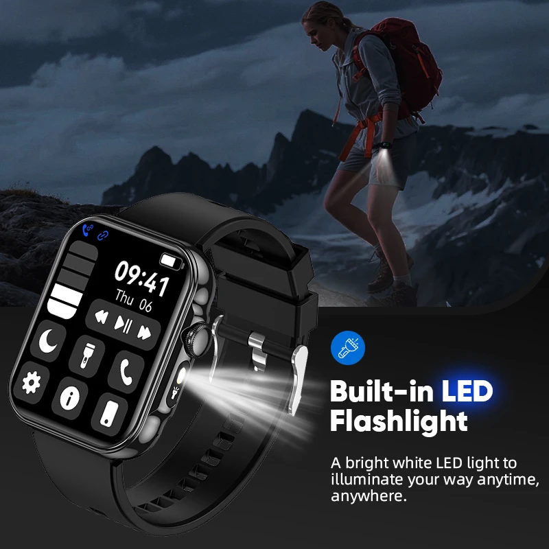 LIGE 2025 New Smart Watch 2.01Inch Full Touch Screen Sport Fitness Watch Waterproof Bluetooth Calling Smartwatch For Android IOS