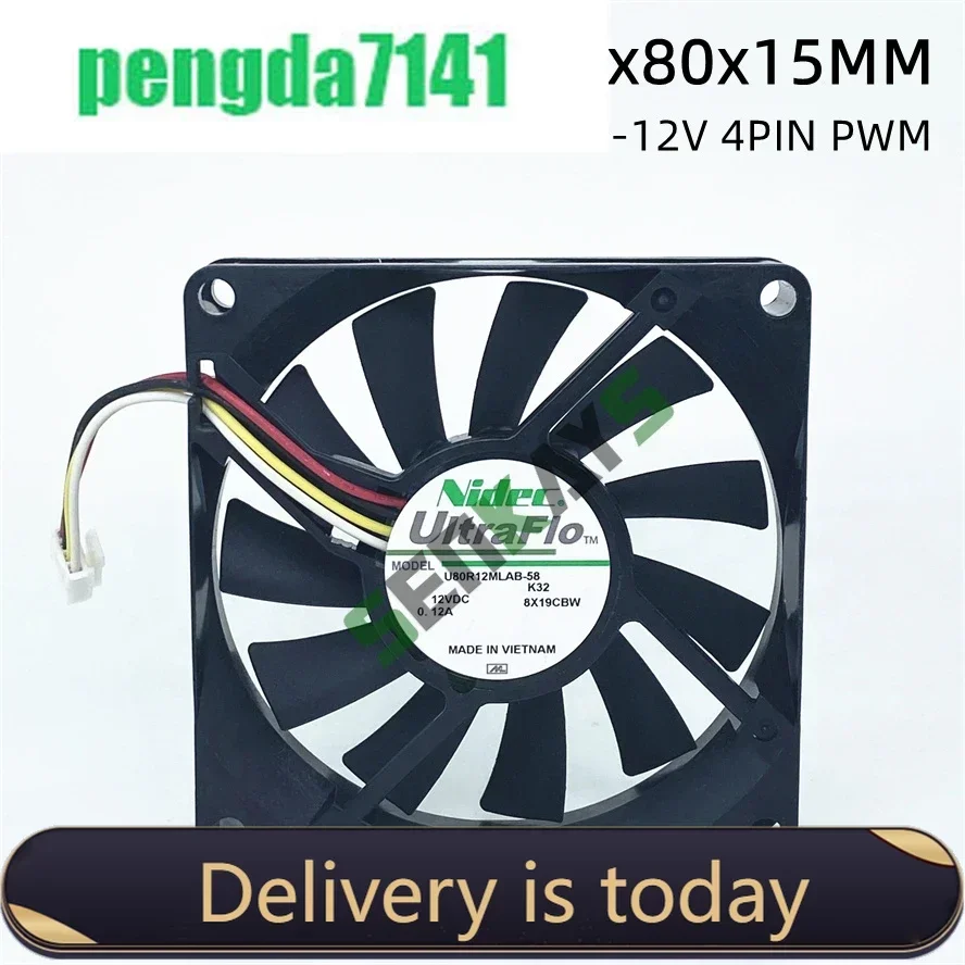 pa Brand  Nidec 8CM 80mm 12V Cooling Fan U80R12MLAB-58  Computer Case Cooling Fan 4pin