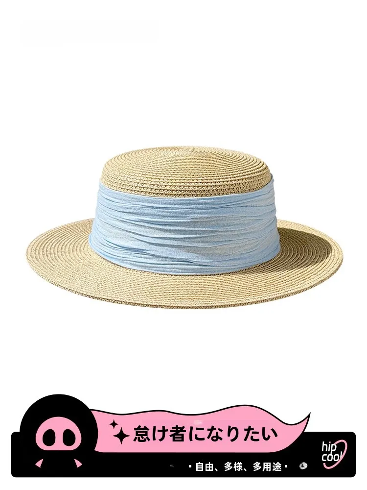 summer-beach-vacation-sun-hat-women's-flat-top-straw-hat-sunscreen-yang-yang-photography-gift-hat-youth-unisex-flat-brim-hat